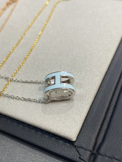 [Lumi Jewels]POP H LIGHT BLUE NECKLACE