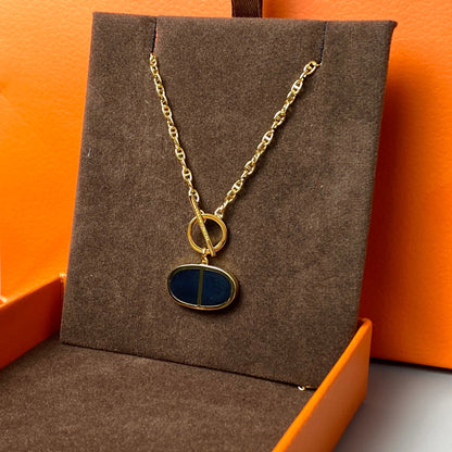 [Lumi Jewels]CHAINE VERSO BLACK CERAMIC NECKLACE