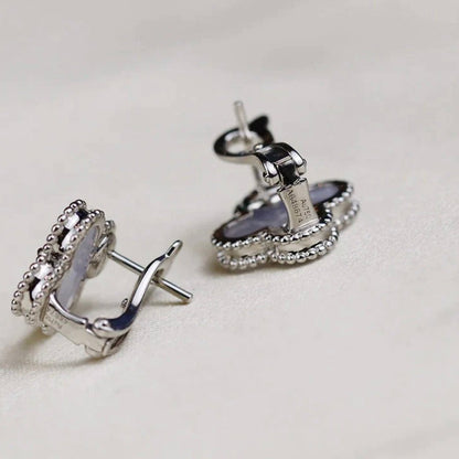 [Lumi Jewels]CLOVER MEDIUM 1 MOTIFS  WHITE MOP EARRINGS SILVER
