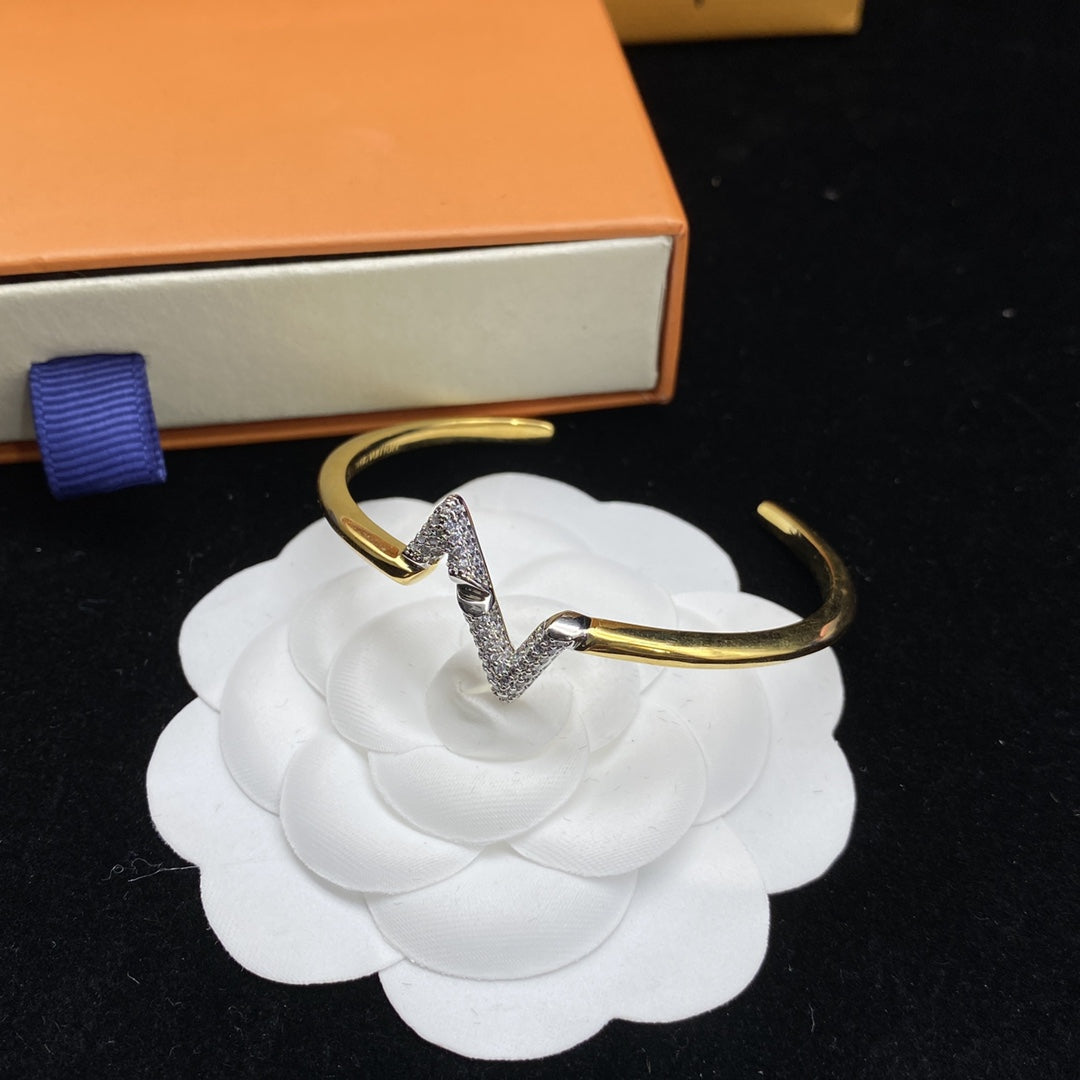 [Lumi Jewels]VOLTE UPSITE DOWN DIAMOND GOLD OPEN BRACELET