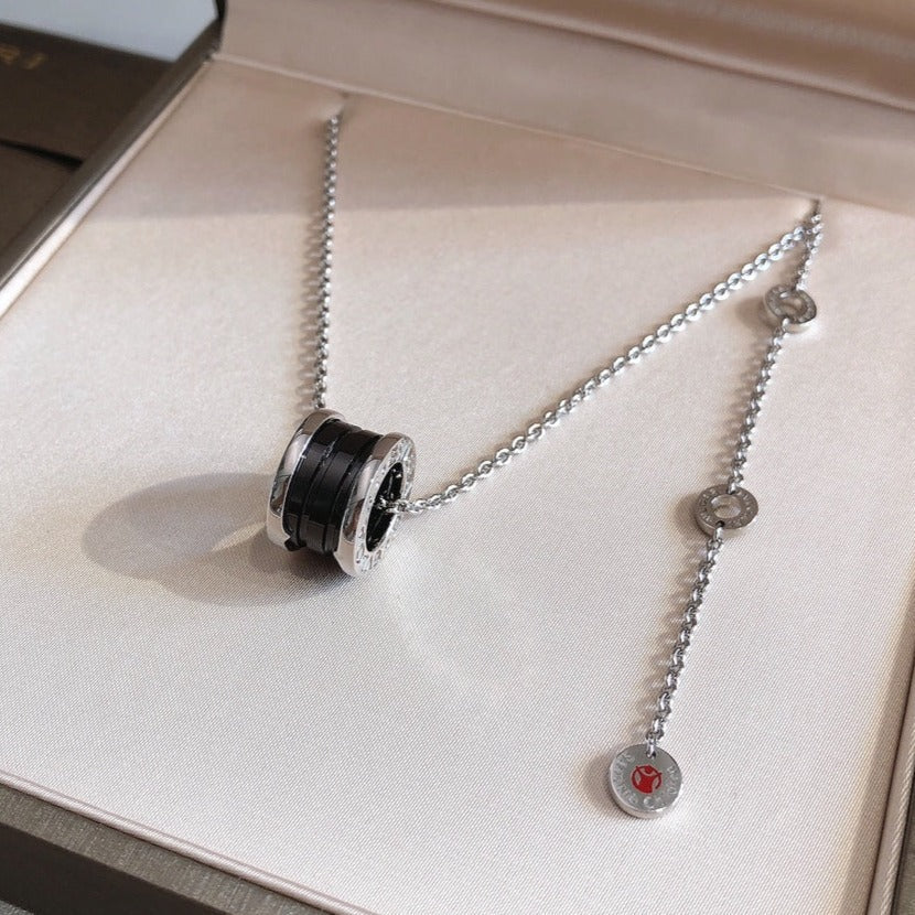 [Lumi Jewels]ZERO 1 BLACK CERAMIC SILVER NECKLACE