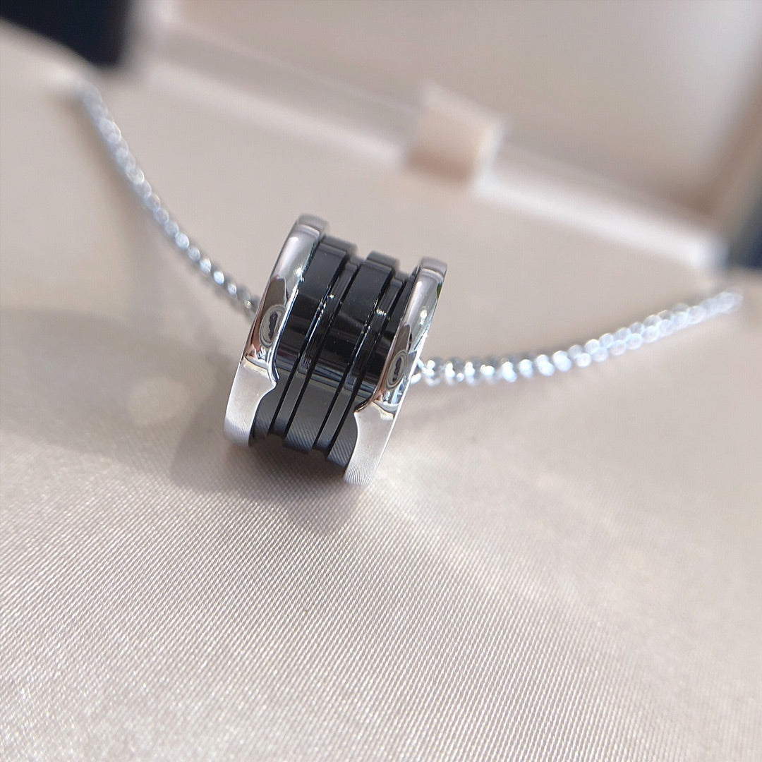 [Lumi Jewels]ZERO 1 BLACK CERAMIC SILVER NECKLACE