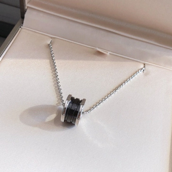[Lumi Jewels]ZERO 1 BLACK CERAMIC SILVER NECKLACE