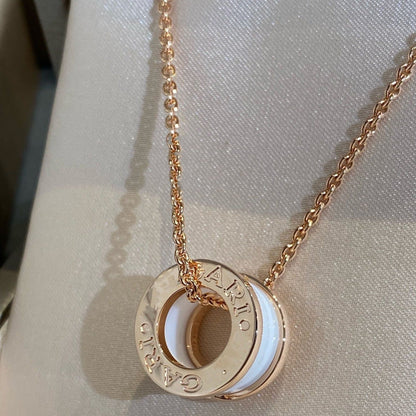 [Lumi Jewels]ZERO 1 WHITE CERAMIC PINK GOLD NECKLACE
