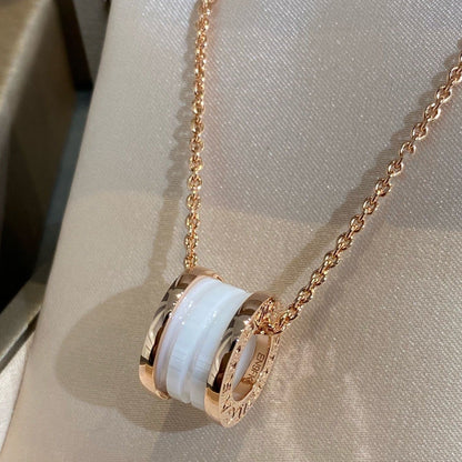 [Lumi Jewels]ZERO 1 WHITE CERAMIC PINK GOLD NECKLACE