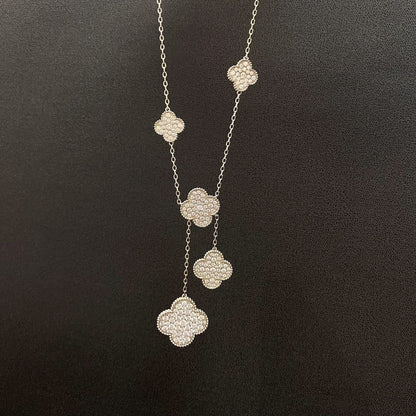 [Lumi Jewels]CLOVER 5 MOTIFS SILVER DIAMONDS NECKLACE