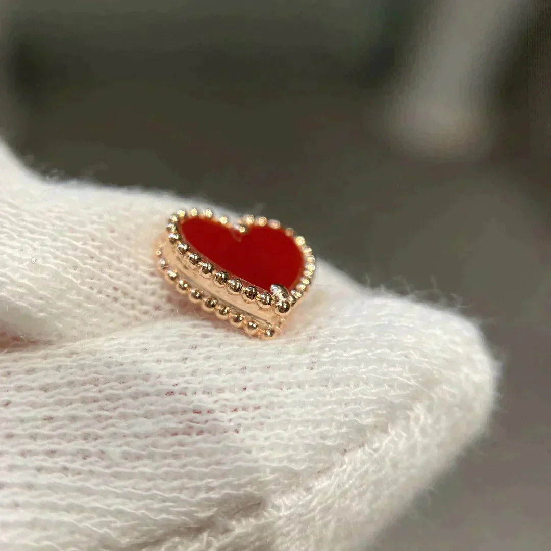 [Lumi Jewels]HEART CARNELIAN STUD EARRINGS