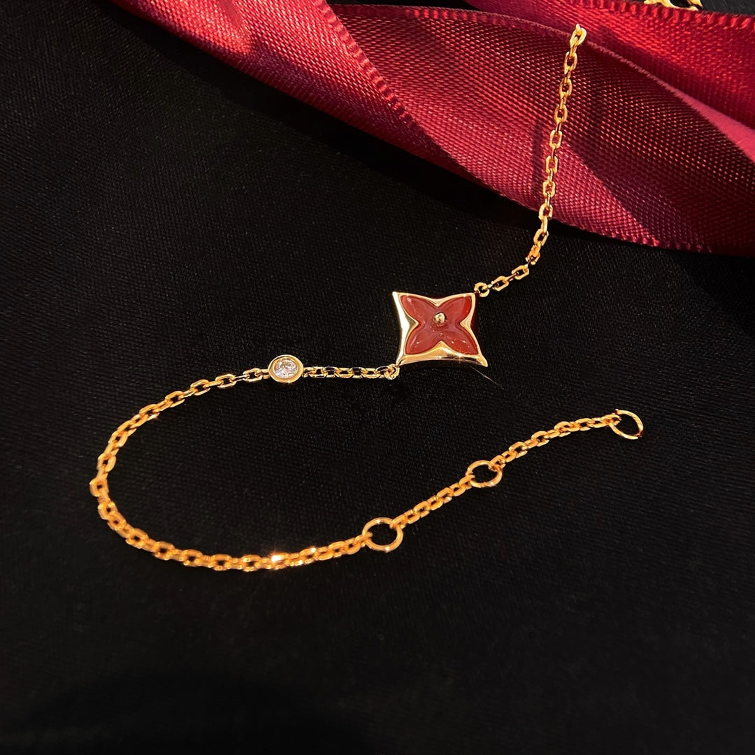[Lumi Jewels]COLOR STAR CARNELIAN PINK GOLD DIAMOND BRACELET