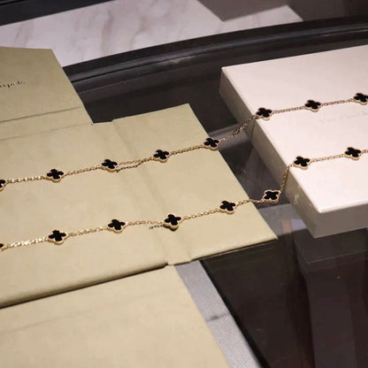 [Lumi Jewels]CLOVER 20 MOTIFS ONYX NECKLACE