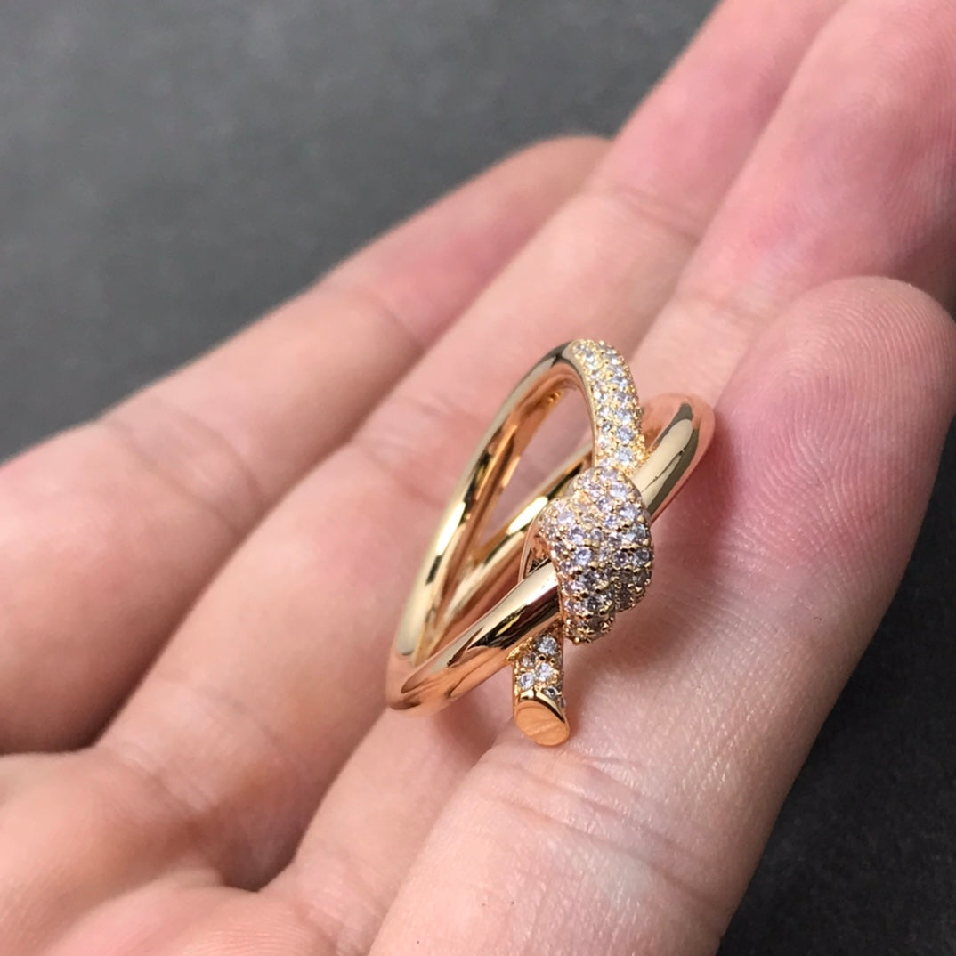 [Lumi Jewelry]KNOT RING DOUBLE ROW DIAMOND