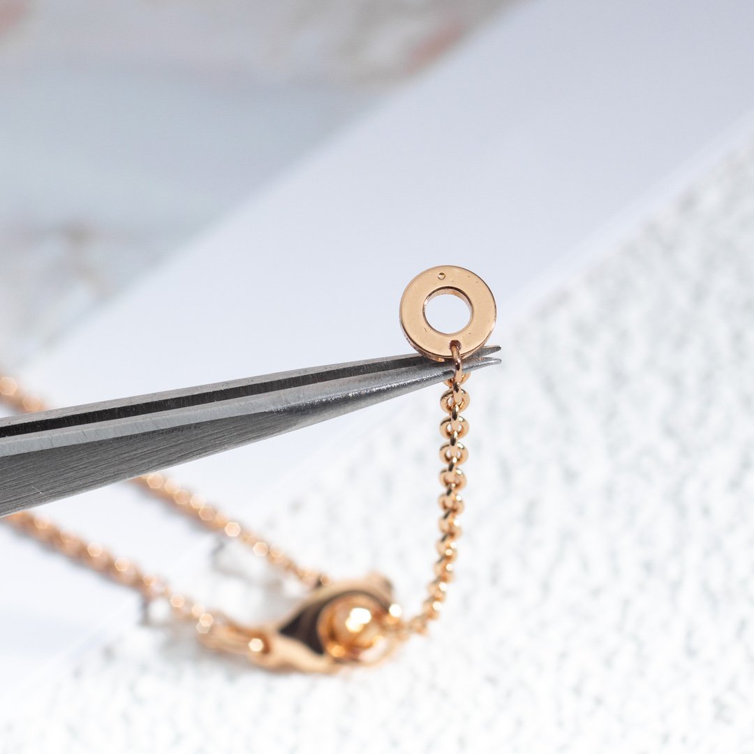 [Lumi Jewels]ZERO 1 WHITE CERAMIC PINK GOLD DIAMOND NECKLACE