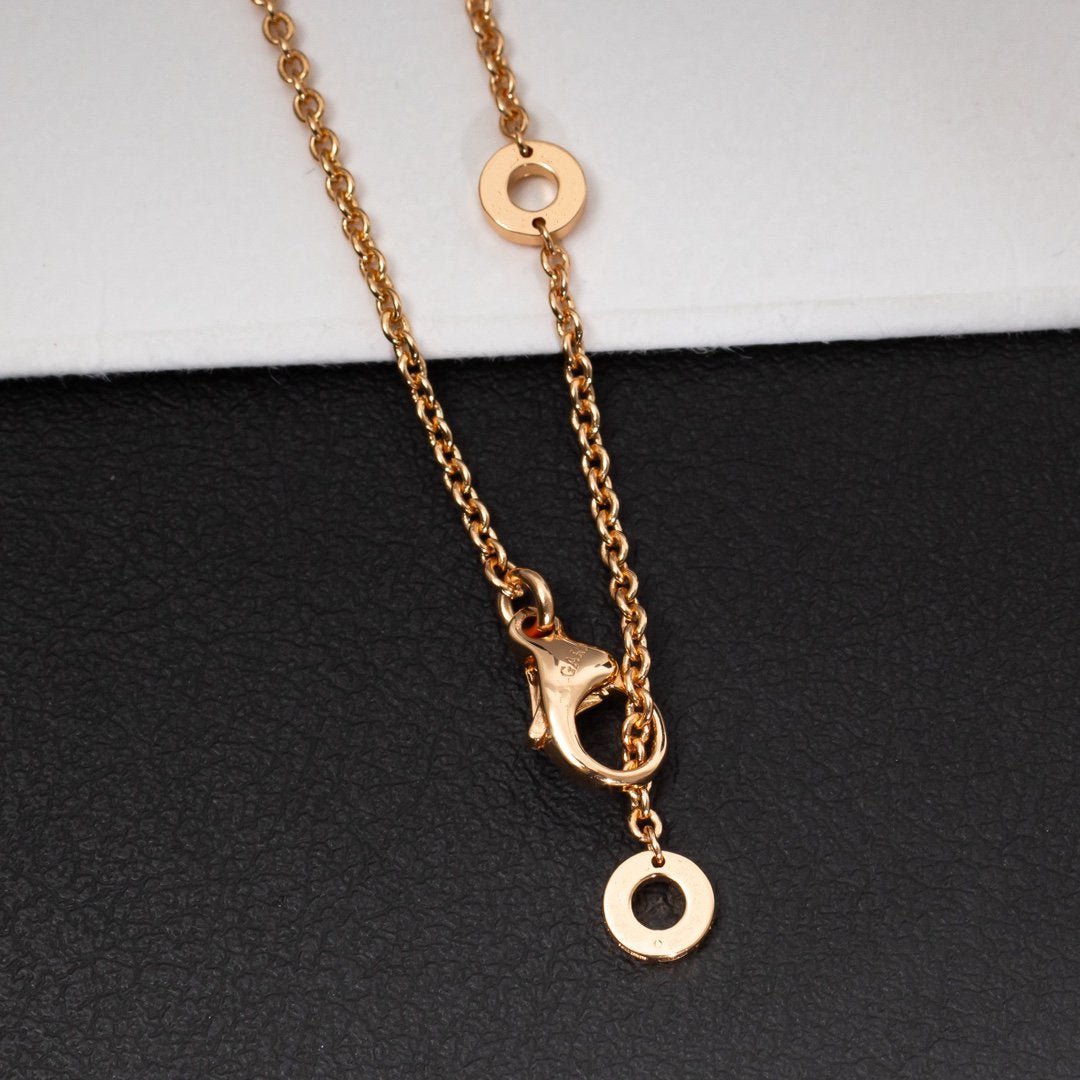 [Lumi Jewels]ZERO 1 WHITE CERAMIC PINK GOLD DIAMOND NECKLACE