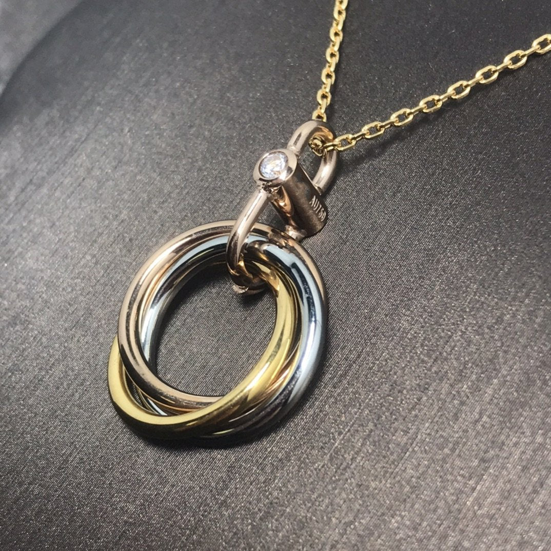 [Lumi Jewels]TRINITY SILVER GOLD PINK GOLD NECKLACE