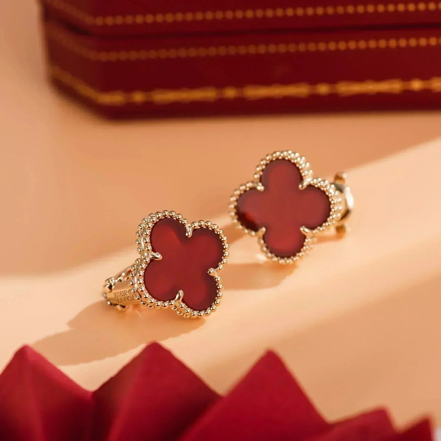 [Lumi Jewels]CLOVER MEDIUM 1 MOTIFS CARNELIAN  EARRINGS
