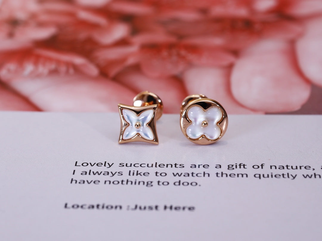 [Lumi Jewels]STAR AND SUN PINK GOLD MOP STUD EARRINGS