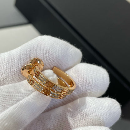 [Lumi Jewels]LOVE DIAMOND PINK GOLD HOOP EARRINGS
