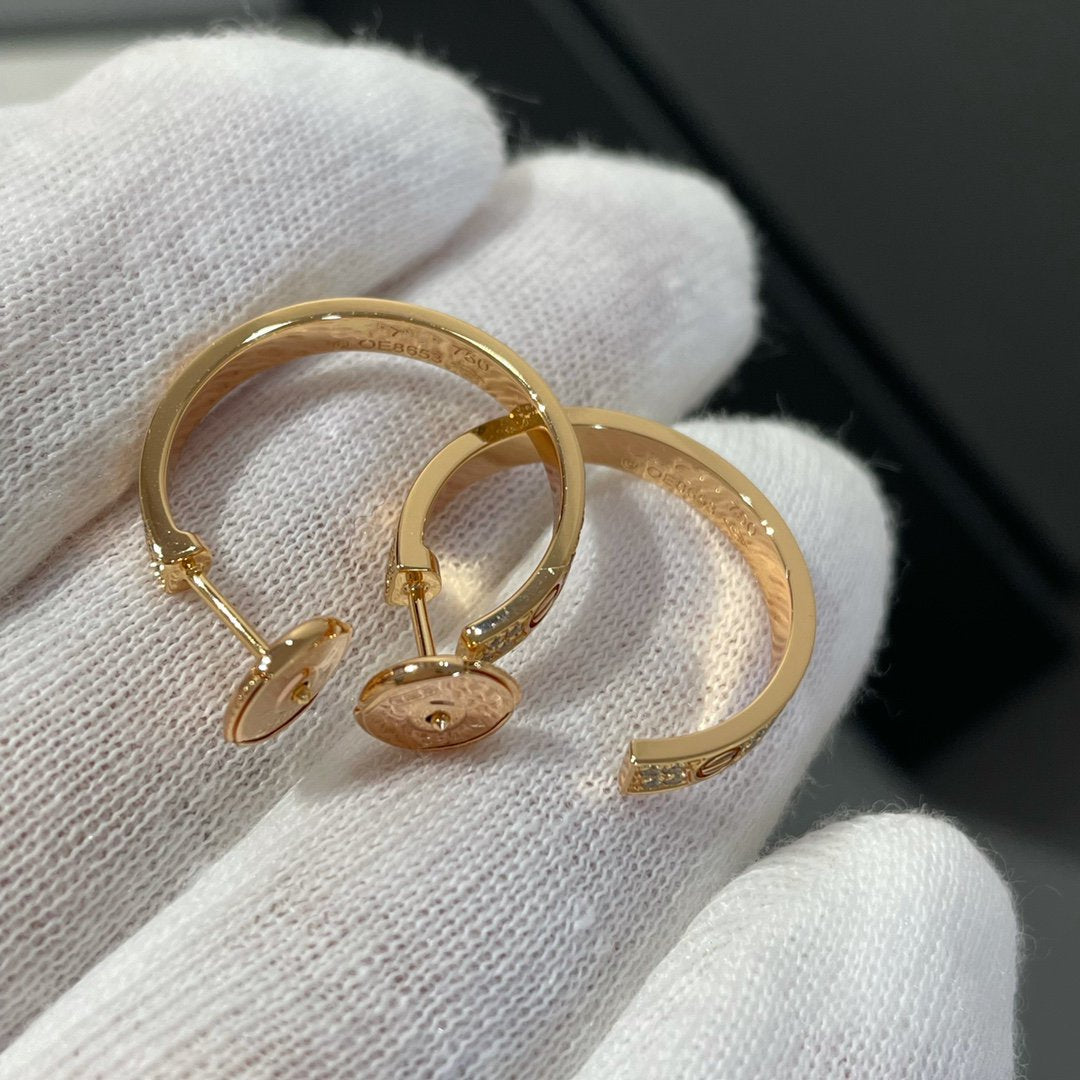 [Lumi Jewels]LOVE DIAMOND PINK GOLD HOOP EARRINGS