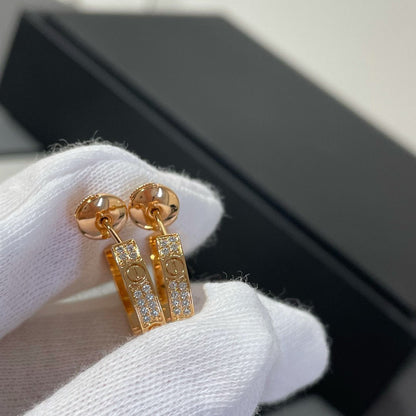 [Lumi Jewels]LOVE DIAMOND PINK GOLD HOOP EARRINGS