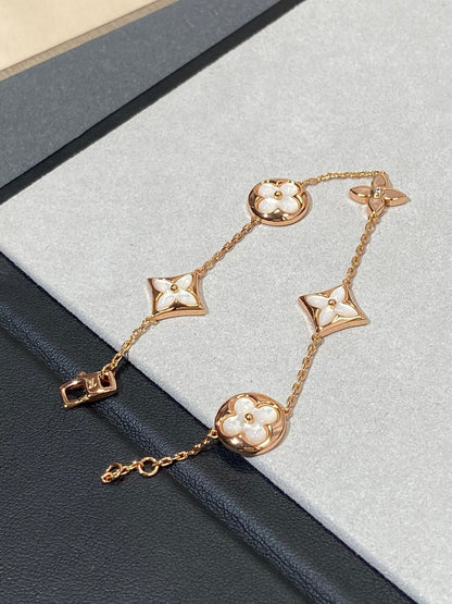[Lumi Jewels]STAR AND SUN 5 MOTIF MOP PINK GOLD BRACELET