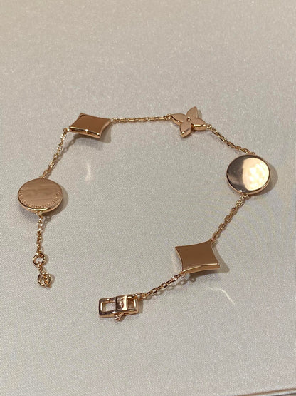 [Lumi Jewels]STAR AND SUN 5 MOTIF MOP PINK GOLD BRACELET