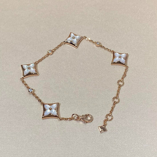[Lumi Jewels]STAR 4 MOTIF MOP DIAMOND PINK GOLD BRACELET