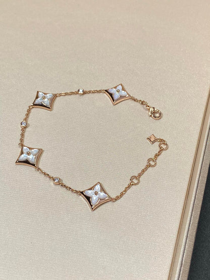 [Lumi Jewels]STAR 4 MOTIF MOP DIAMOND PINK GOLD BRACELET