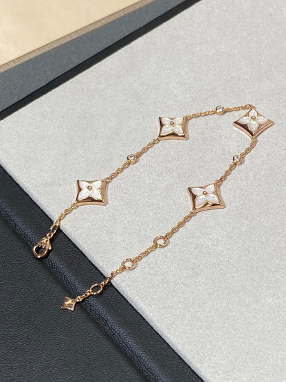 [Lumi Jewels]STAR 4 MOTIF MOP DIAMOND PINK GOLD BRACELET