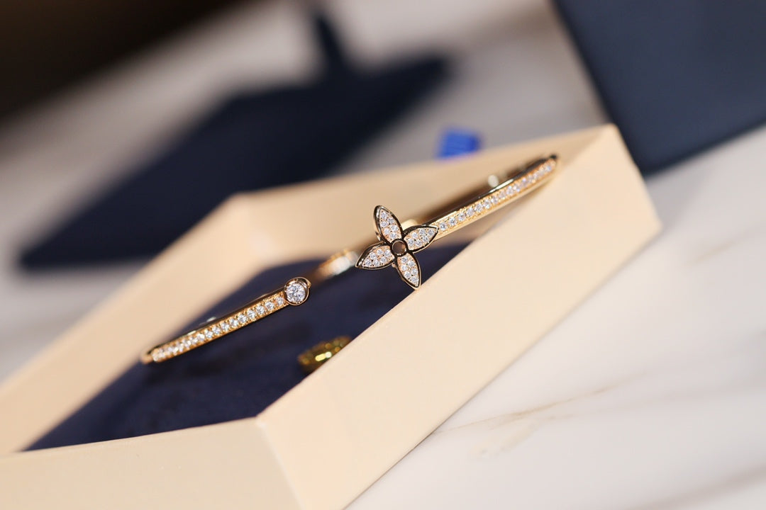 [Lumi Jewels]IDYLLE GOLD OPEN BRACELET DIAMOND PAVED