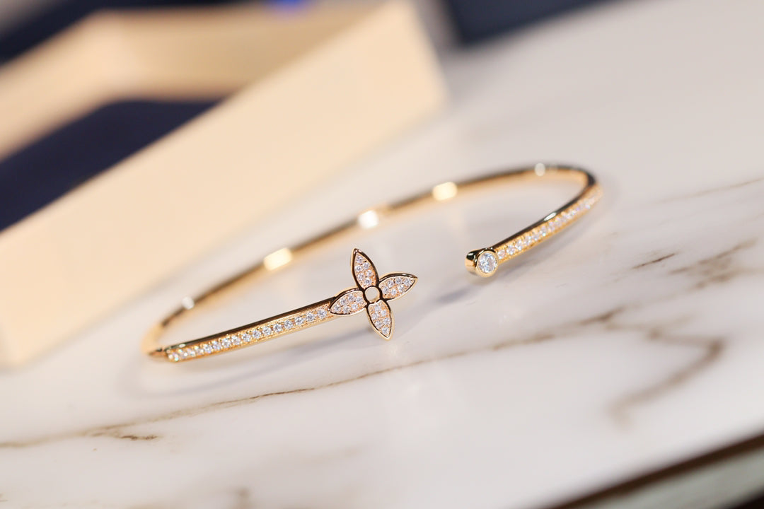 [Lumi Jewels]IDYLLE GOLD OPEN BRACELET DIAMOND PAVED