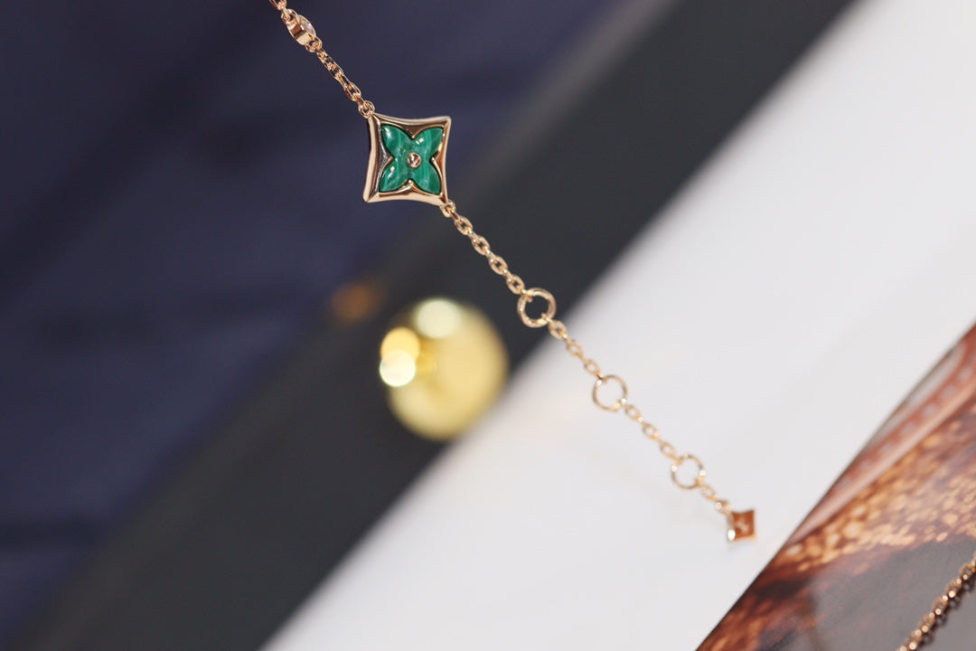 [Lumi Jewels]STAR AND SUN 4 MOTIF PINK GOLD MALACHITE BRACELET
