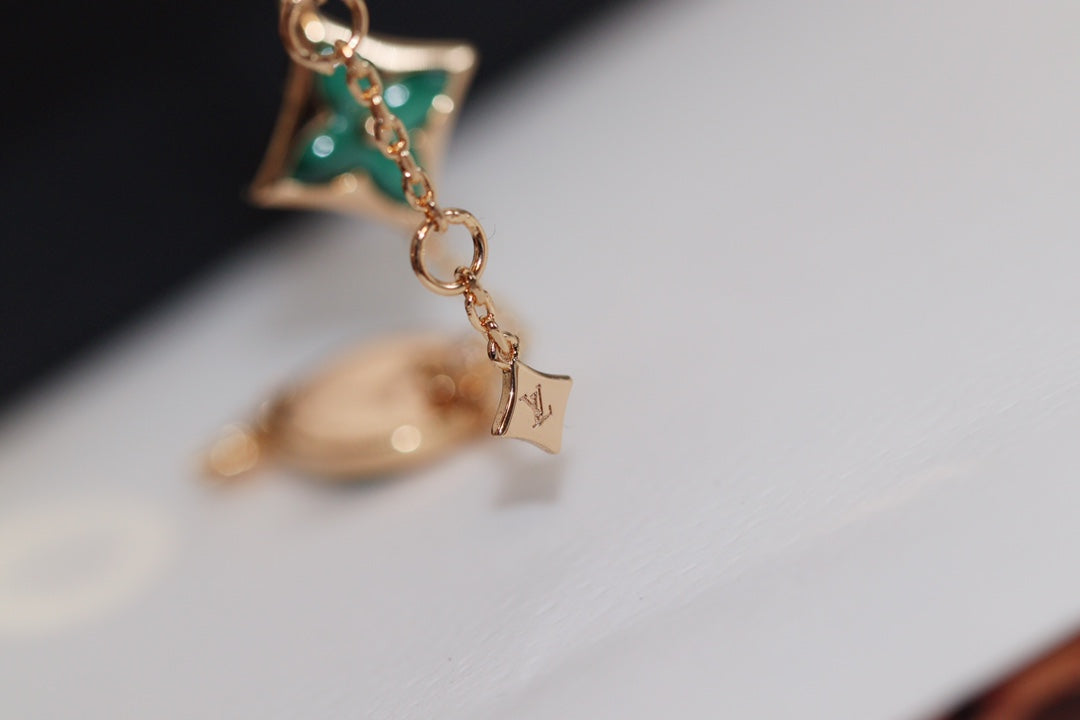 [Lumi Jewels]STAR AND SUN 4 MOTIF PINK GOLD MALACHITE BRACELET