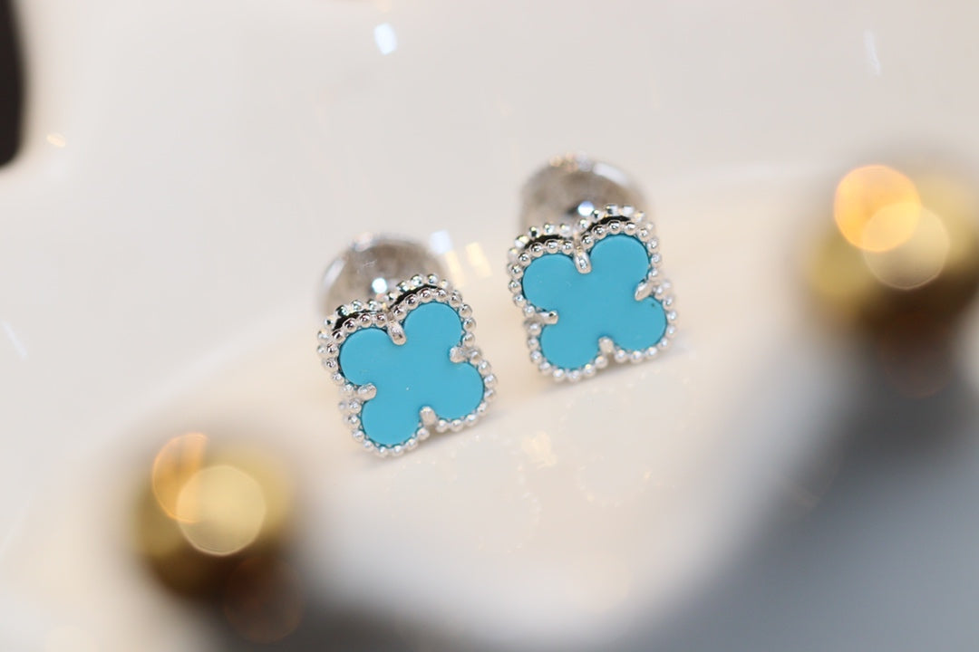 [Lumi Jewels]PUCES D'OREILLES CLOVER MINI TURQUOISE EN ARGENT