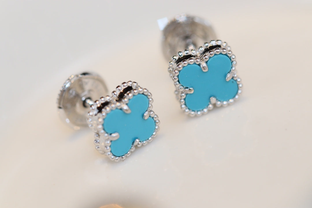 [Lumi Jewels]PUCES D'OREILLES CLOVER MINI TURQUOISE EN ARGENT