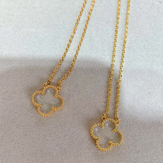 [Lumi Jewels]CLOVER ROCK CRYSTAL ROSE GOLD NECKLACE