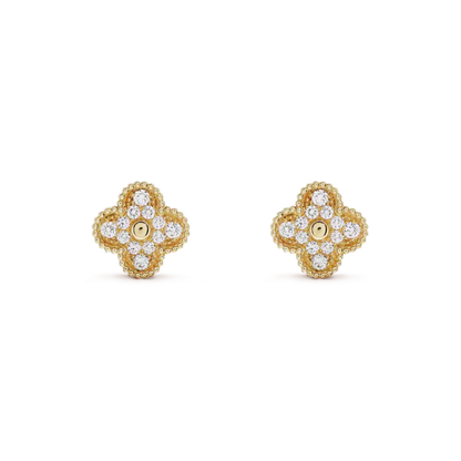 [Lumi Jewels]CLOVER MEDIUM 1 MOTIFS FUll DIAMOND EARRINGS