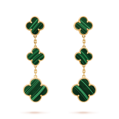 [Lumi Jewels]CLOVER MALACHITE 3 MOTIFS GOLD