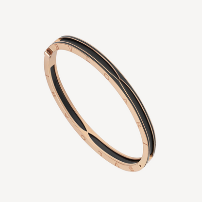 [Lumi Jewels]BRACELET ZÉRO 1 OR ROSE ET CÉRAMIQUE NOIRE MATE