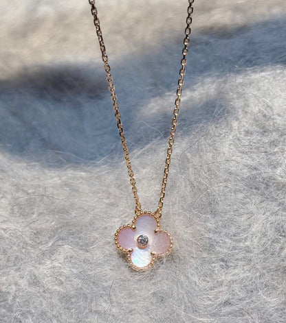 [Lumi Jewels]2025 CHRISTMAS CLOVER 15MM DIAMOND RHODONITE NECKLACE