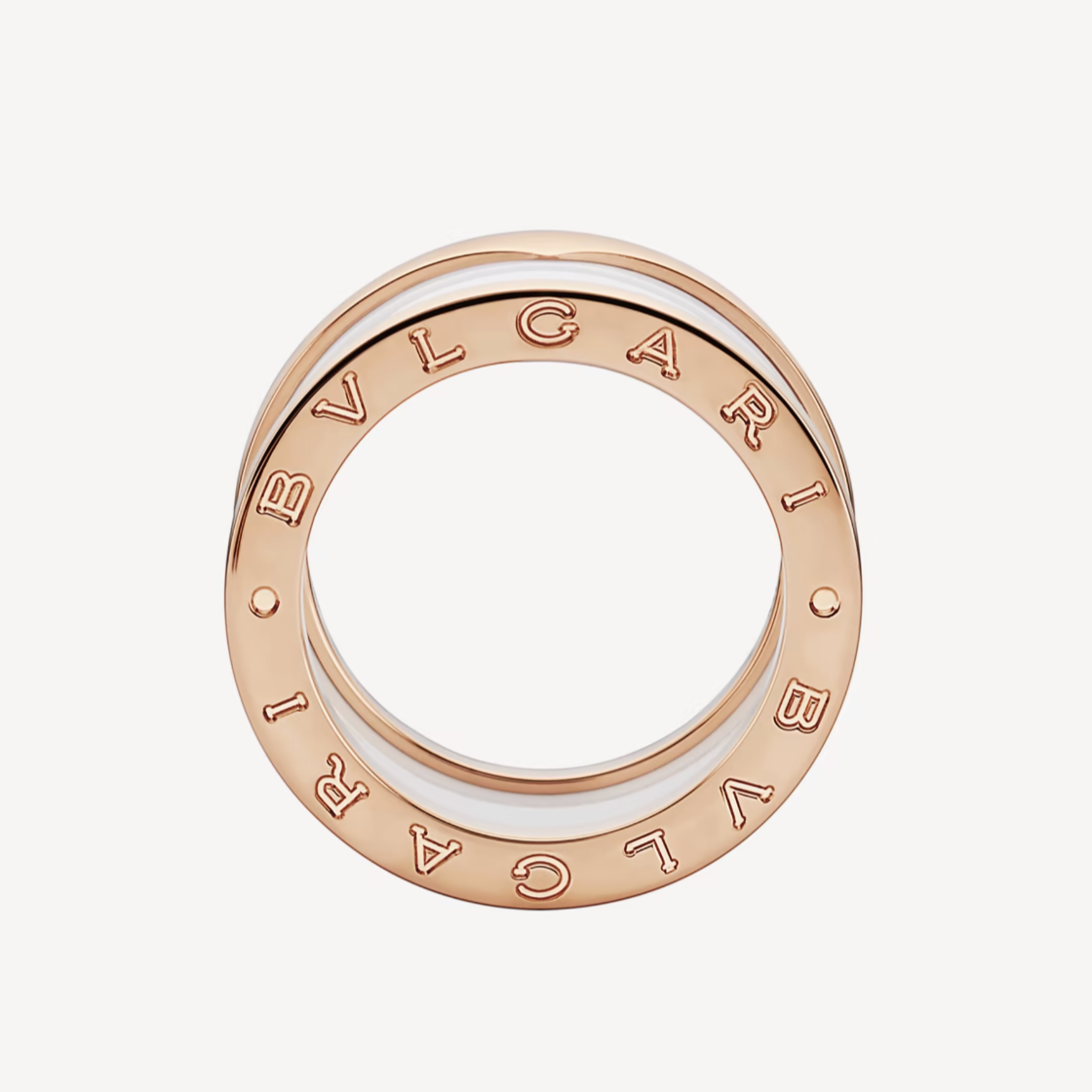 [Lumi Jewels]BAGUE ZERO 1 QUATRE ANNEAUX SPIRALE EN CÉRAMIQUE BLANCHE OR ROSE