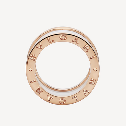 [Lumi Jewels]BAGUE ZERO 1 QUATRE ANNEAUX SPIRALE EN CÉRAMIQUE BLANCHE OR ROSE