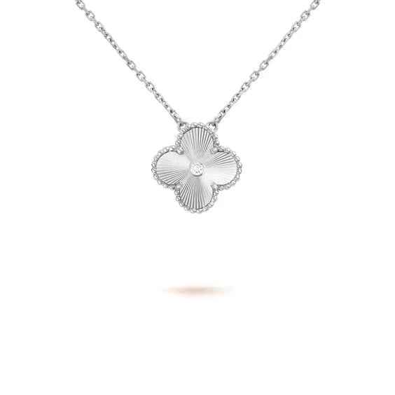 [Lumi Jewels]CLOVER COLLIER DIAMANT LASER 15MM ARGENT