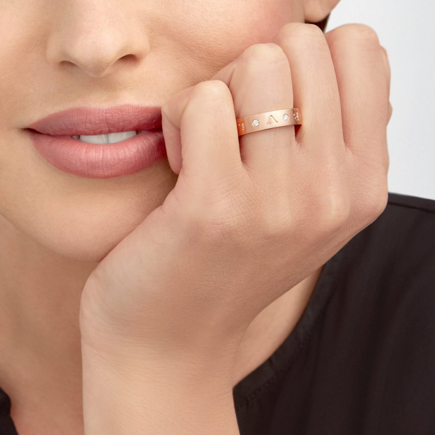 [Lumi Jewels]ZERO 1 ESSENTIAL PINK GOLD BAND WITH DIAMONDS RING