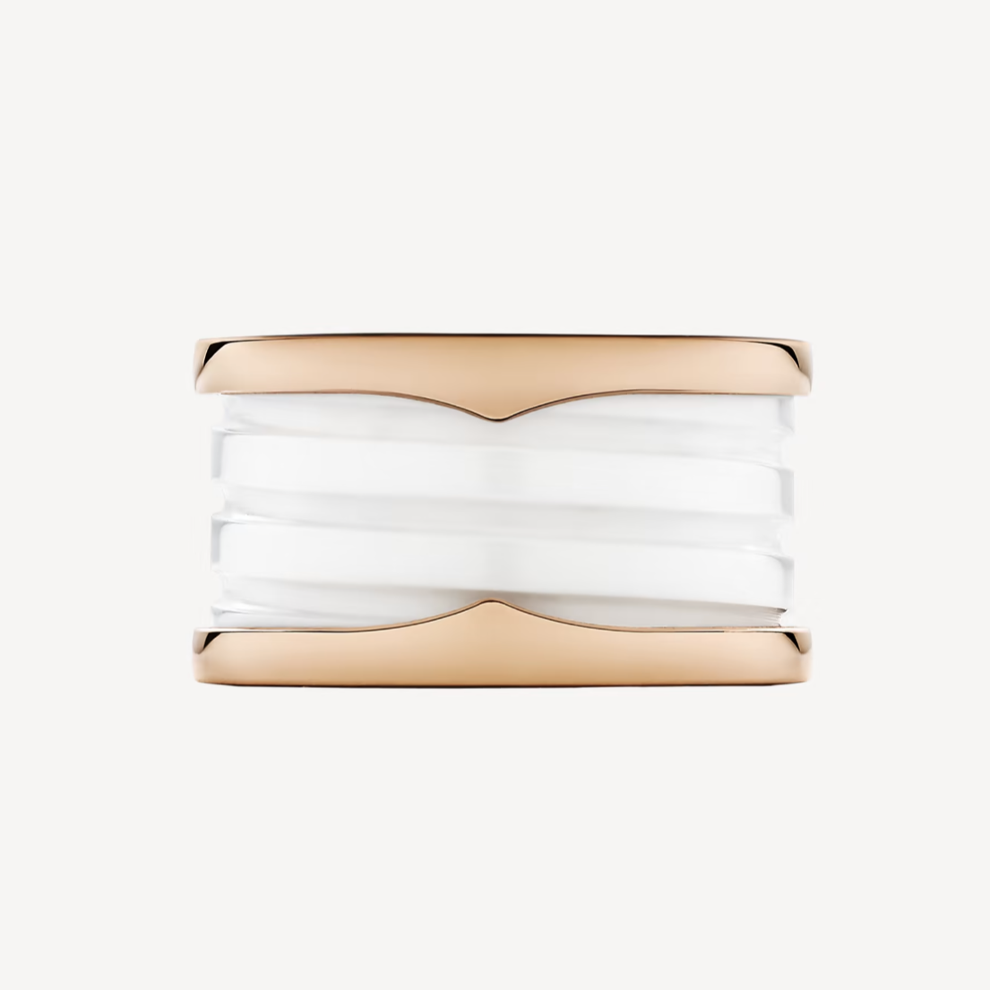 [Lumi Jewels]BAGUE ZERO 1 QUATRE ANNEAUX SPIRALE EN CÉRAMIQUE BLANCHE OR ROSE