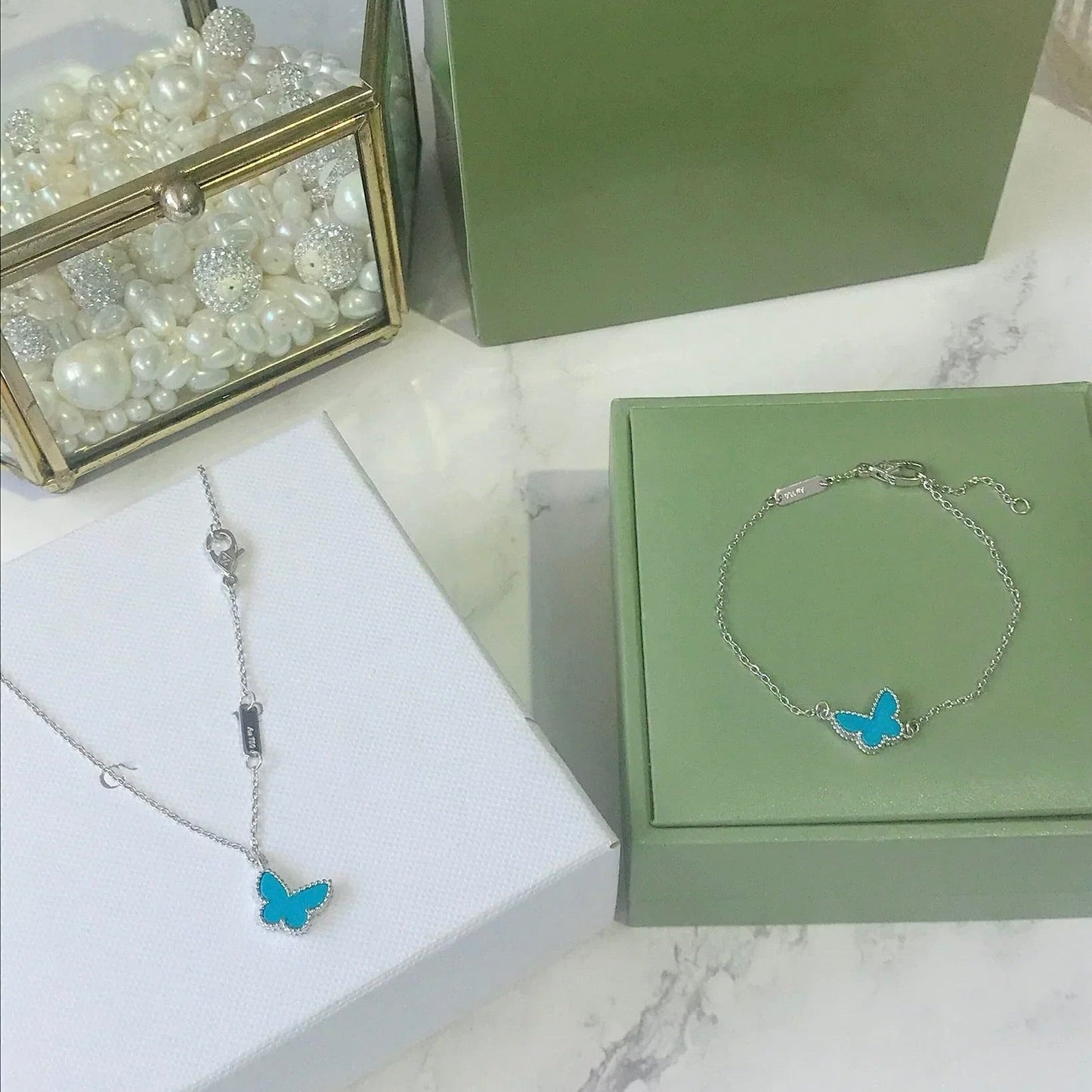 [Lumi Jewels]BUTTERFLY TURQUOISE BUTTERFLY BRACELET SILVER