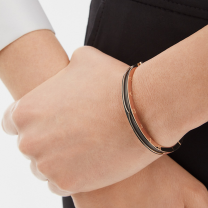 [Lumi Jewels]BRACELET ZÉRO 1 OR ROSE ET CÉRAMIQUE NOIRE MATE