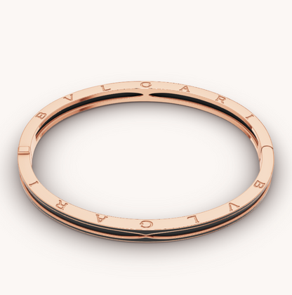 [Lumi Jewels]BRACELET ZÉRO 1 OR ROSE ET CÉRAMIQUE NOIRE MATE