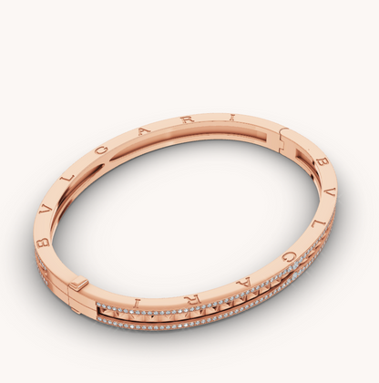[Lumi Jewels]ZERO 1 SPIRAL AND PAVED DIAMOND PINK GOLD BRACELET