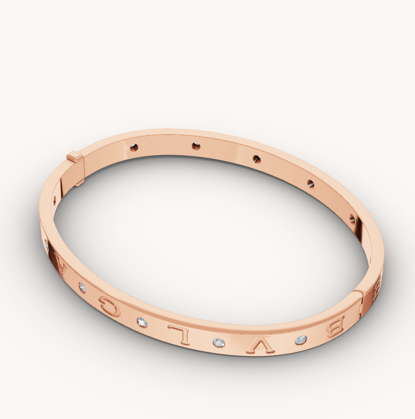 [Lumi Jewels]BRACELET ZERO 1 OR ROSE 12 DIAMANTS