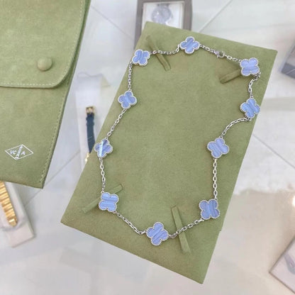 [Lumi Jewels]COLLIER TRÈFLE 10 MOTIFS CALCÉDOINE VIOLETTE