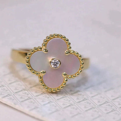 [Lumi Jewels]CLOVER PINK MOP RING GOLD DIAMOND